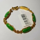 5 Oblong Jade & 916 Gold Bracelet Set 170mm