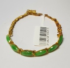 5 Diamound Jade & 916 Gold Bracelet Set 168mm